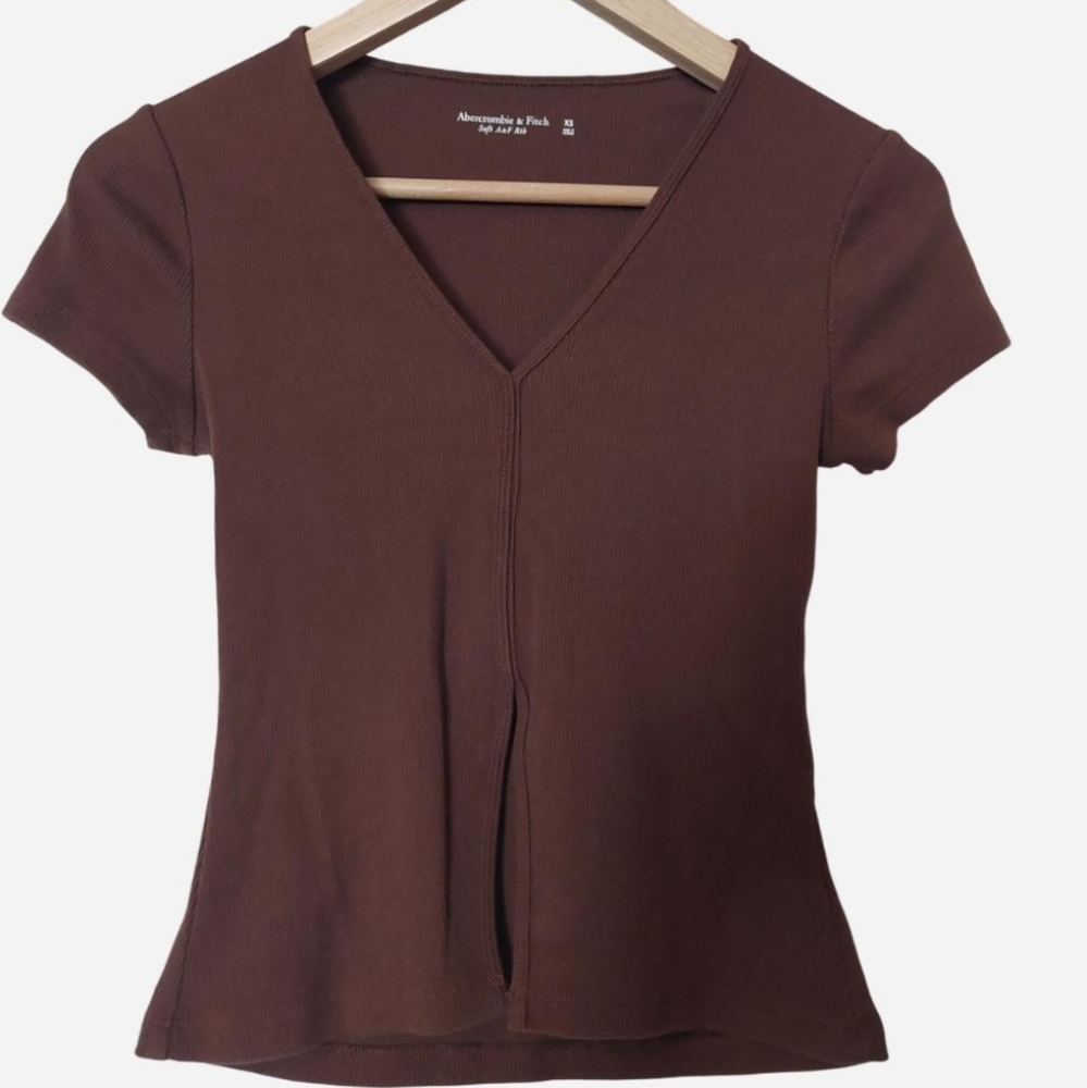 Abercrombie & Fitch Chocolate V-Neck Blouse